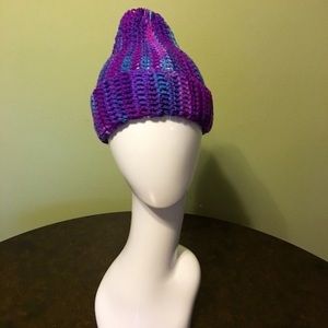 Mermaid crochet messy bun hat